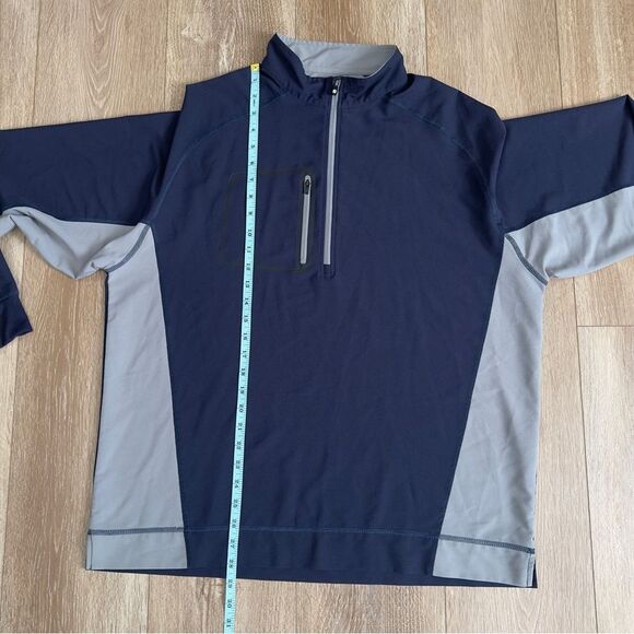 FootJoy Half Zip Golf Pullover Jacket Men Large Navy Blue Gray Zip Pocket - Picture 8 of 10